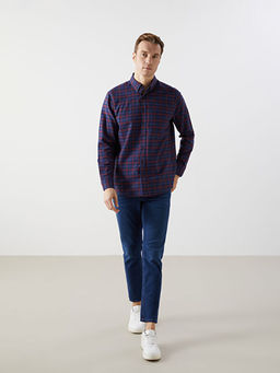 Regular Fit Uzun Kollu Ekose Gabardin Erkek G?mlek