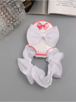 Цена за 6 шт. Набор для волос «Школьница», резинка 10 см, зажим 6.5 см, полоски, белый