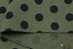 Муслин двухслойный с эф.фактурной стежки Крупный горох на сером хаки, ш.1.43м, хл-100%, 130гр/м.кв - Купава фото 4