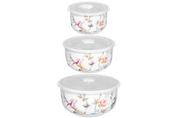 Набор 3 салат. 1 л 16*16*8+500 мл 13,5*13,5*7+300 мл 10,5*10,5*6,5 см Певчие птички с крышк. NEW B - Elan gallery фото 9