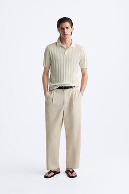 RIBBED KNIT POLO SHIRT