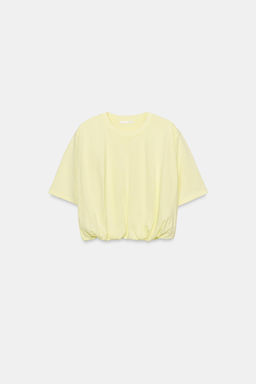 CAMISETA CROPPED ABULLONADA / Amarillo claro - Zara фото 4