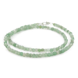 Нефрит (Россия) светло-зелёный кубики гранёные 3.5мм, "Окта" бусы 47см