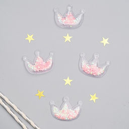 Декор для творчества «Корона» набор 4 шт., размер 1 шт.: 0.5×5×4 см, розовый