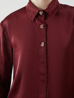 Loose Fit Saten Kad?n G?mlek Tunik