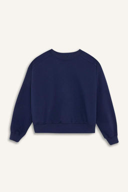 Толстовка из плотной ткани Cool Oversize с широким кроем и круглым вырезом - Defacto фото 6