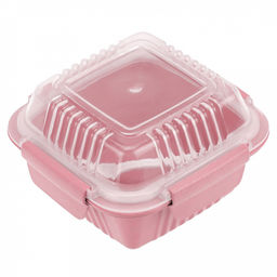 Ланч-бокс для продуктов пластмассовый Эко дом 0,55л, 14х14см h8,5см, с ложкой 13см, крышка прозрачная, с клипсами, с уплотнителем, цвета в ассортименте: бежевый, розовый, голубой (Китай) Пластик с добавлением пшеничных волокон. - Домашняя мода фото 8