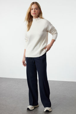 Ekru Oversize Yunlu Basic Triko Kazak TWOAW25KZ00051 - Trendyolmilla фото 2