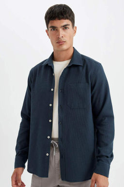 Regular Fit Basic Duz Pamuklu Uzun Kollu Gomlek - Defacto фото 2