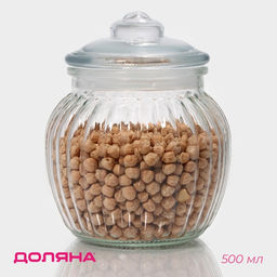 Банка для сыпучих Доляна Рея, 500 мл, 1214 см, стекло, прозрачная