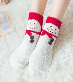 Носки НГ махровые р.35-40 Christmas Снеговик на красном - Krumpy фото 5