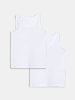 Bisiklet Yaka Basic Pamuklu K?z ?ocuk Atlet 2li