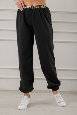 Брюки женские из футера 2-х нитка LOVE чёрные - Амадэль фото 7