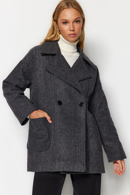 Trendyolmilla Gri Oversize Kaban TWOAW24KB00165 фото 8