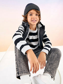 Bisiklet Yaka ?izgili Uzun Kollu Erkek ?ocuk Ti??rt - Waikiki фото 3