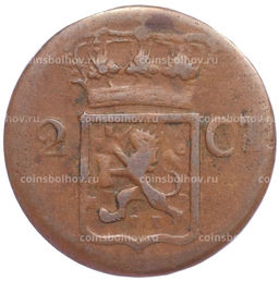 Монета 2 цента 1838 года J Нидерландская Индия