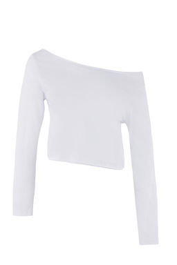 Teen Siyah-Beyaz %100 Pamuk Asimetrik Kay?k Yaka Relaxed/Rahat Kesim Orme T-Shirt TWOAW26TS00016
