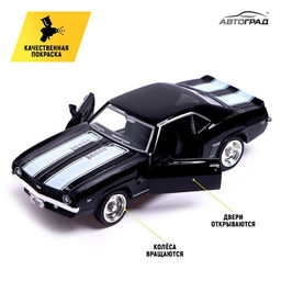 Машина металлическая CHEVROLET CAMARO SS, 1:32, открываются двери, инерция, цвет чёрный