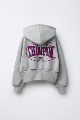 CHAMPION ® X ZARA FLOCK TEXT ZIP-UP HOODIE  фото 2