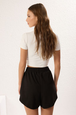 Gri Melanj- Siyah 2Li Paket Relaxed/Rahat Kal?p K?sa Esnek Orme Sort & Bermuda TWOSS25SR00084