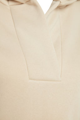 Tas Kal?n Ici Polarl? Kapusonlu Rahat Kesim Crop Orme Sweatshirt TWOAW24SW00065 - Trendyolmilla фото 7