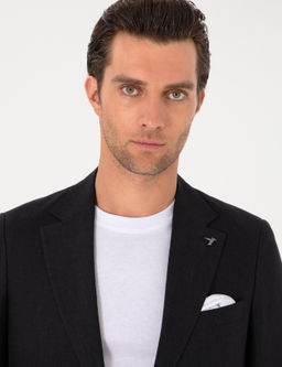 Siyah Slim Fit %100 Keten Ceket - Cacharel фото 2