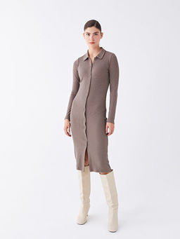 D?z Uzun Kollu Kad?n G?mlek Elbise