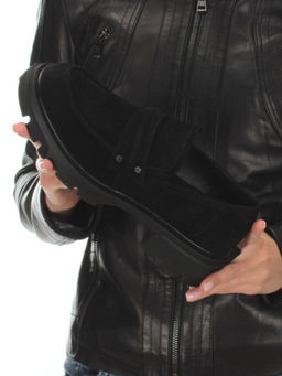 03-C1818-2 BLACK Лоферы женские (натуральная замша)