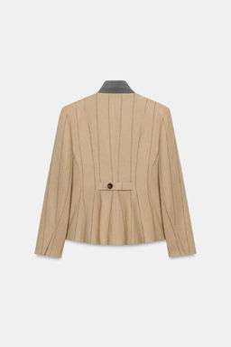 BLAZER RAYAS COMBINADA CON LINO ZW COLLECTION / Camel medio - Zara фото 9