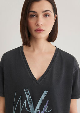 Mavi Bask?l? Gri Istanbul Tisort  фото 5