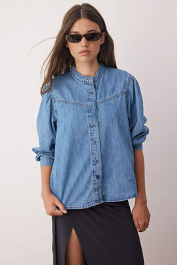 Koyu Mavi Dikis Detayl? Denim Gomlek TWOAW26GO00016 - Trendyolmilla фото 2