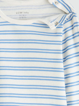 Bisiklet Yaka ?izgili Erkek Bebek ??t??tl? Body