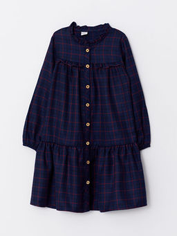 Hakim Yaka Ekose Uzun Kollu K?z ?ocuk Elbise