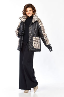 Куртка LADY SECRET 7294 черный/леопардовый мех