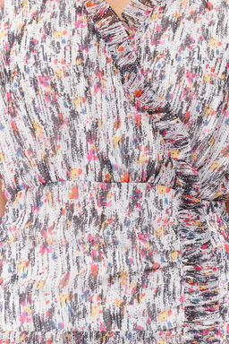 Cok Renkli Etegi Volanl? Kumas Ozellikli Sifon Mini Dokuma Elbise TWOSS24EL00050 - Trendyolmilla фото 5