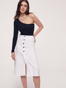 CONTE Боди на одно плечо из полотна в рубчик с декоративными швами LBD 2627 black