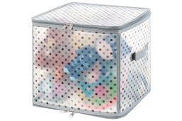 Кофр складной для хранения 30*30*30 см Горошек на серебре на молнии, пластик.