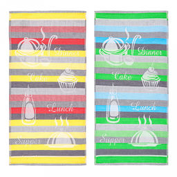 Полотенце кухонное 30х70см, пестротканое, плотность 200гр/м2, хлопок 100%, "Мой день", цвета микс (Россия)