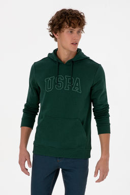 Erkek Regular Fit Kap__onlu Koyu Ye_il Basic Sweatshirt - U.s. polo assn фото 3
