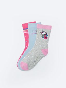 Desenli K?z ?ocuk Havlu Soket ?orap 3l?