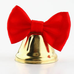 Цена за 5 шт. Колокольчик на булавке с бантом, красный, d = 2,6 см