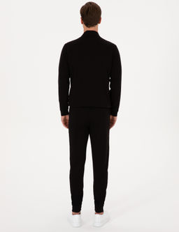 Siyah Slim Fit Pamuk Kar___ml_ Pa_as_ Lastikli E_ofman Alt_