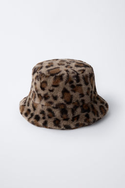ANIMAL PRINT FAUX FUR BUCKET HAT - Zara фото 4