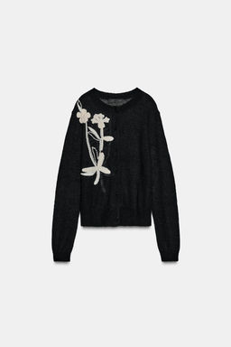 CARDIGAN WITH EMBROIDERED FLOWER - Zara фото 8