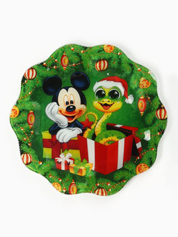Тарелка стеклянная новогодняя «Новогодний сюрприз», Микки Маус, 23 см