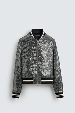 SEQUIN BOMBER JACKET - Zara фото 8