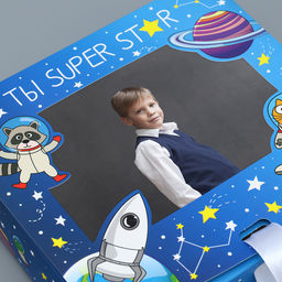 Цена за 5 шт. Коробка подарочная складная с пластиковым окном, упаковка, «Космос», 20×18×5 см