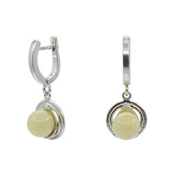 Комплект Дина янтарь молочный имитация. Размер кольца 18 - Agat77 фото 2