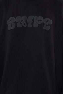 TRENDYOL MAN Siyah Oversize/Genis Kesim Kabartma Bask?l? Sweatshirt TMNAW25SW00046 - Trendyolmilla фото 3