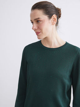 Bisiklet Yaka Ta?l? Kad?n Triko Kazak